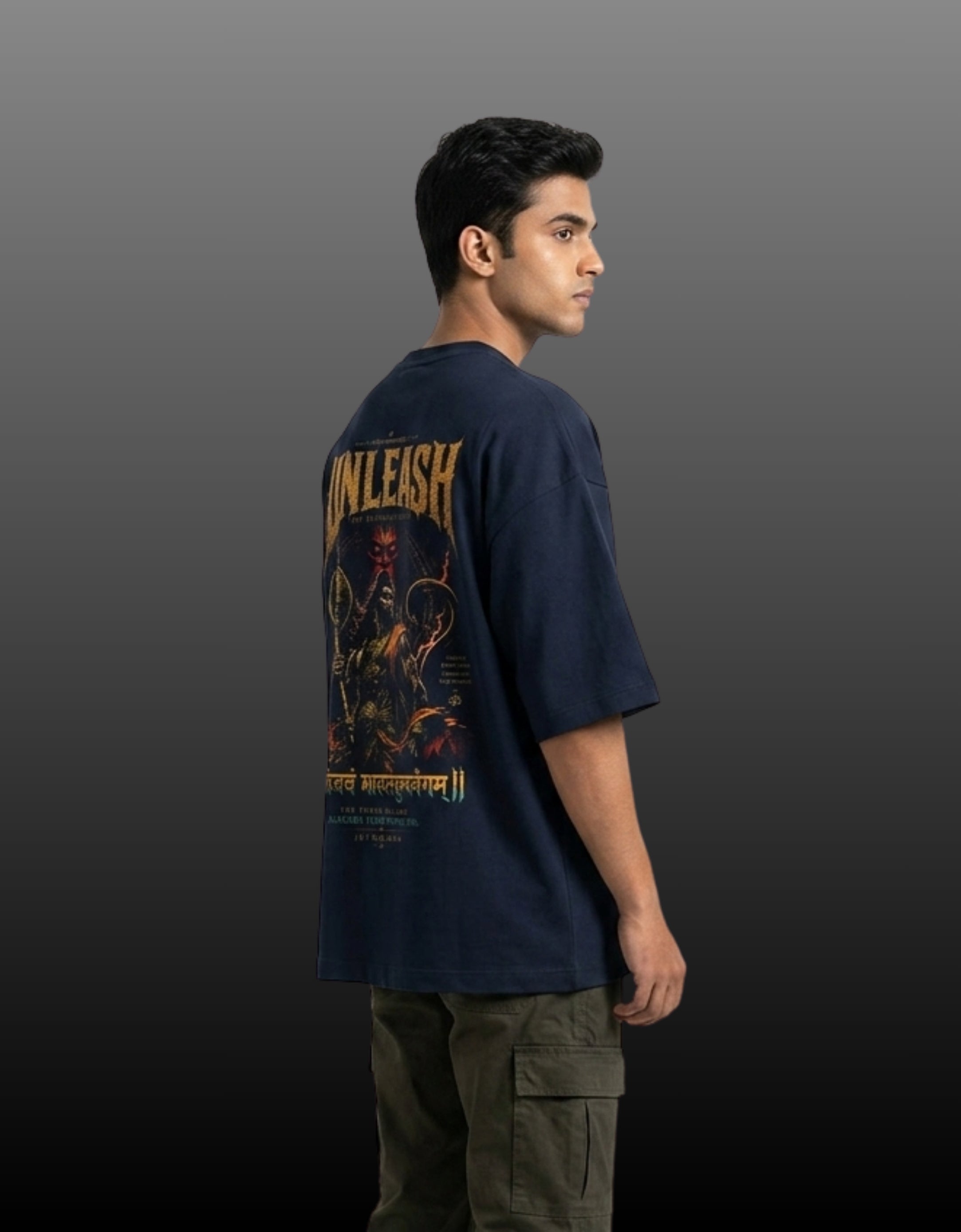 Unleash – Lord Hanuman Mythological Unisex Terry Oversized Tee | 260 GSM