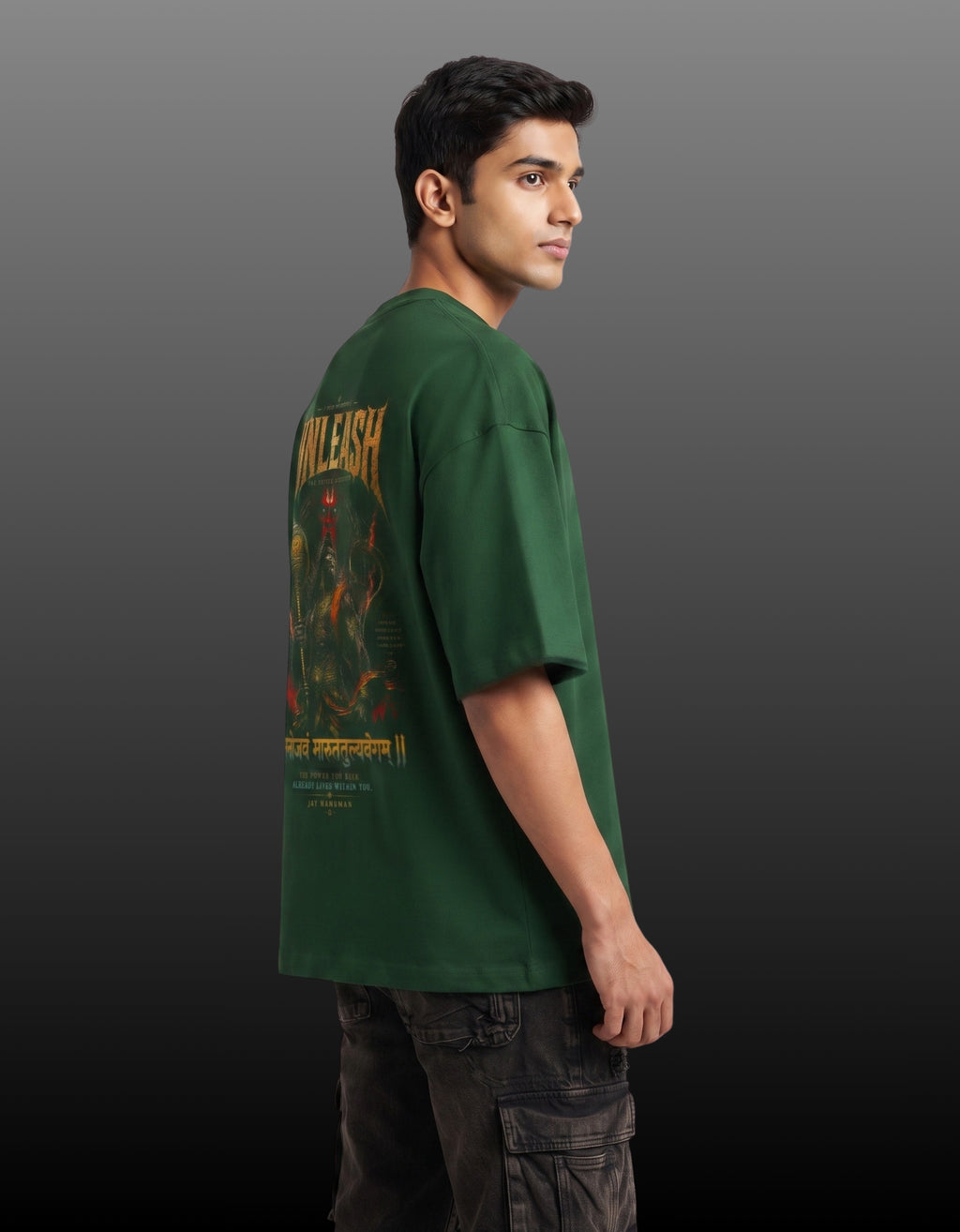 Unleash – Lord Hanuman Mythological Unisex Terry Oversized Tee | 260 GSM