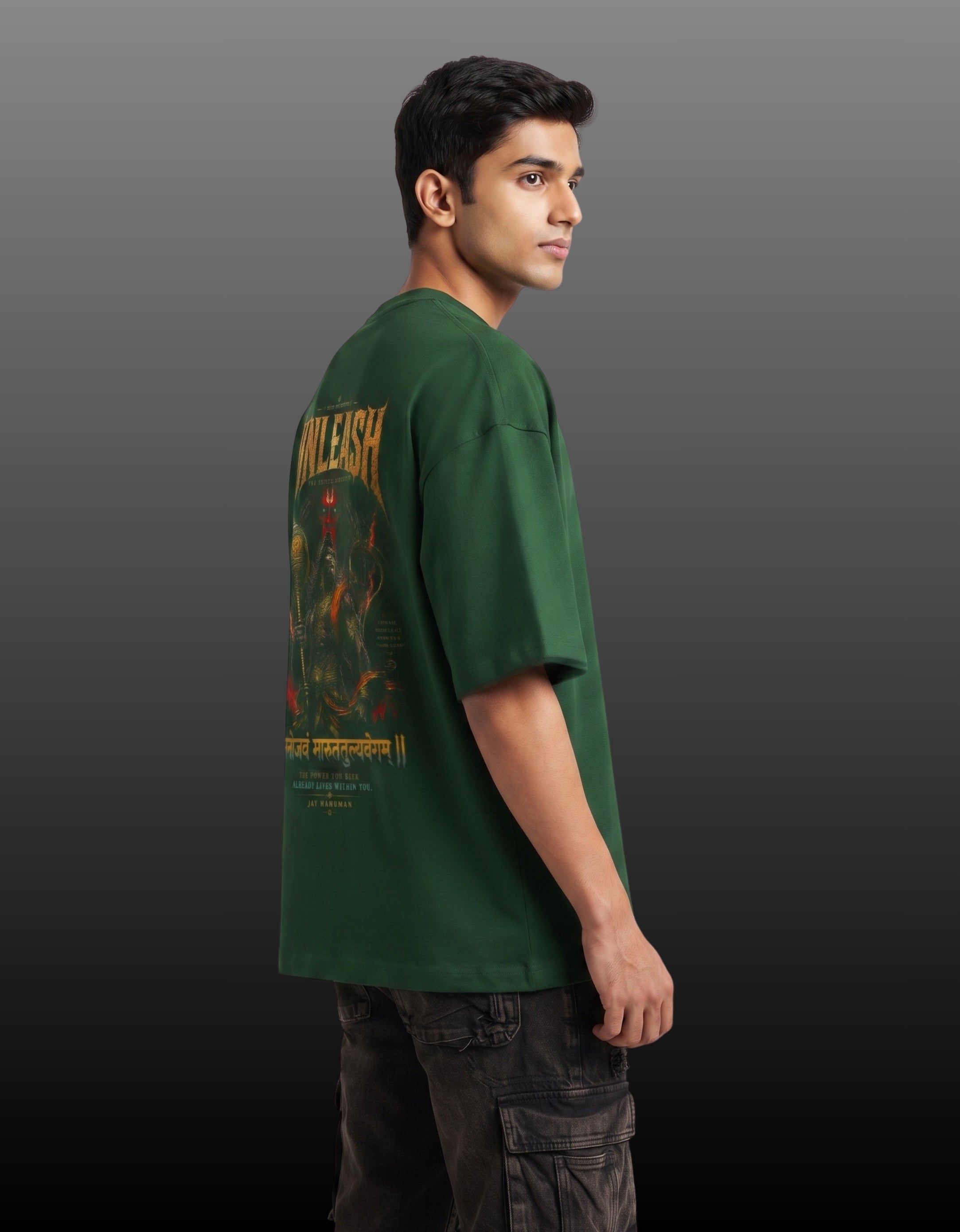 Unleash – Lord Hanuman Mythological Unisex Terry Oversized Tee | 260 GSM