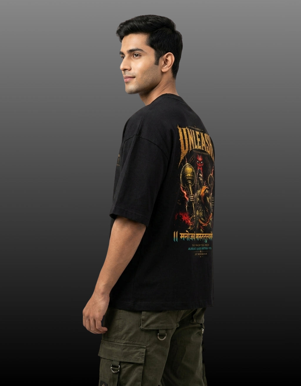 Unleash – Lord Hanuman Mythological Unisex Terry Oversized Tee | 260 GSM
