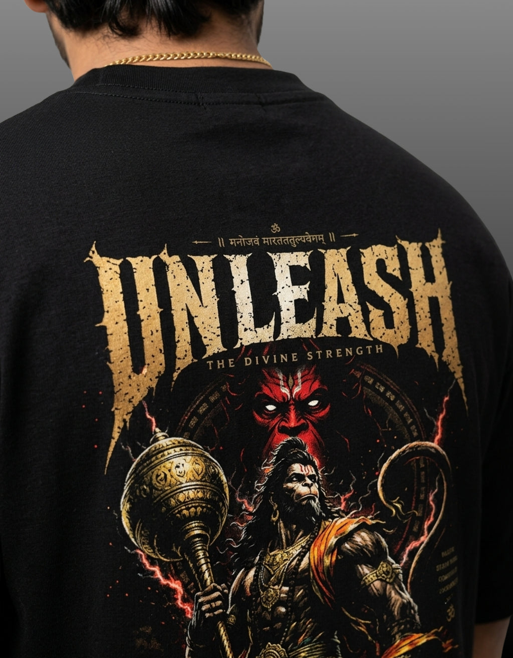 Unleash – Lord Hanuman Mythological Unisex Terry Oversized Tee | 260 GSM