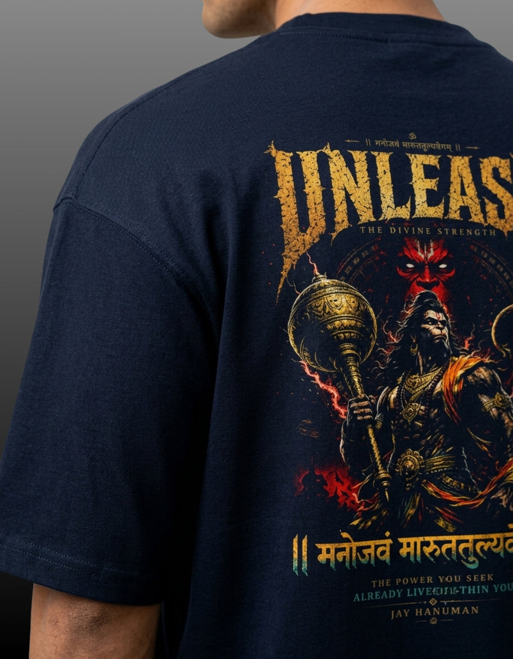 Unleash – Lord Hanuman Mythological Unisex Terry Oversized Tee | 260 GSM