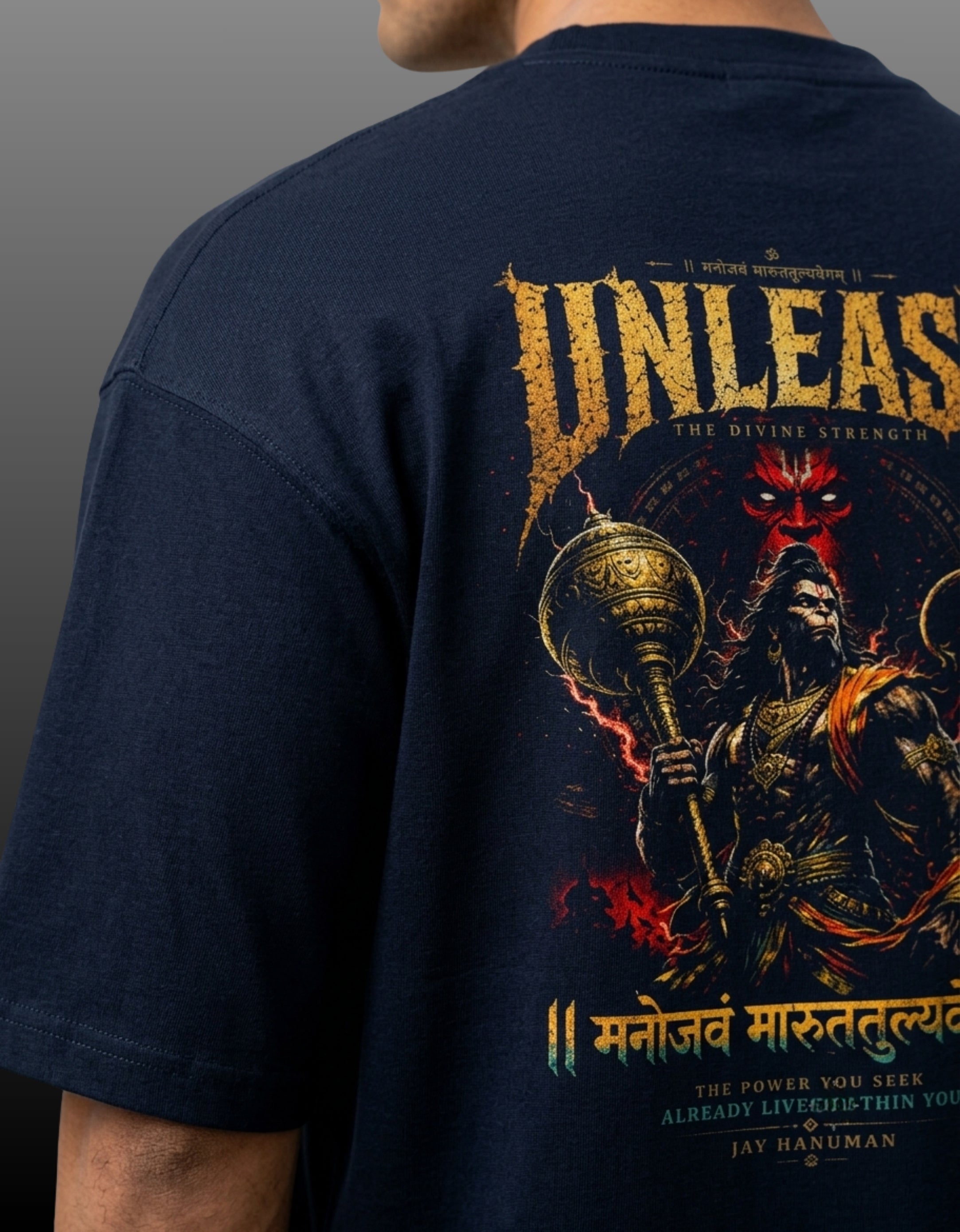 Unleash – Lord Hanuman Mythological Unisex Terry Oversized Tee | 260 GSM